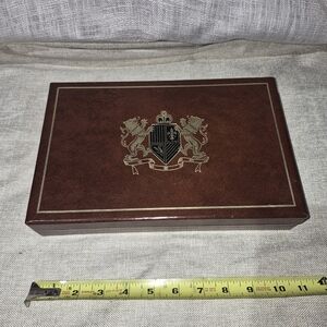 Brown Crest Embossed Jewelry Box